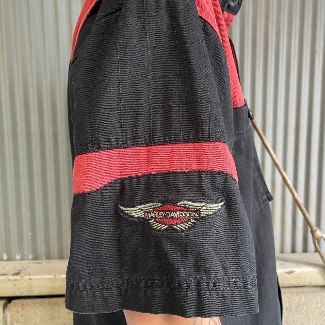 Harley-Davidson ハーレーダビッドソン ロゴ刺繍 メッシュ切替 半袖