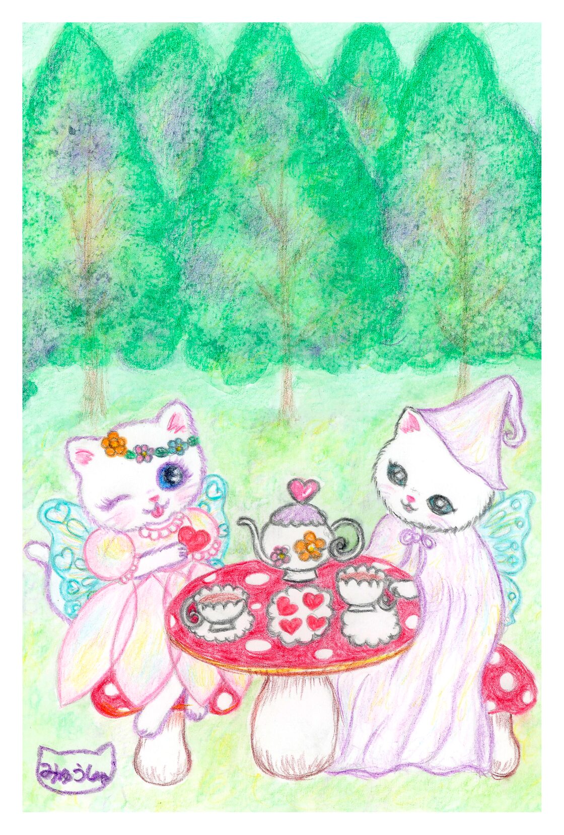 B33にゃん❤️ メルヘンミュウの森のお茶会 ❤️猫の日お茶会カード 