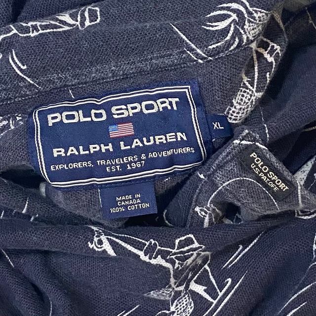 柄良ぃ" POLO SPORT “Ralph Lauren” / Fishing Pattern Cotton Polo Shirt | TAPA  TAPP