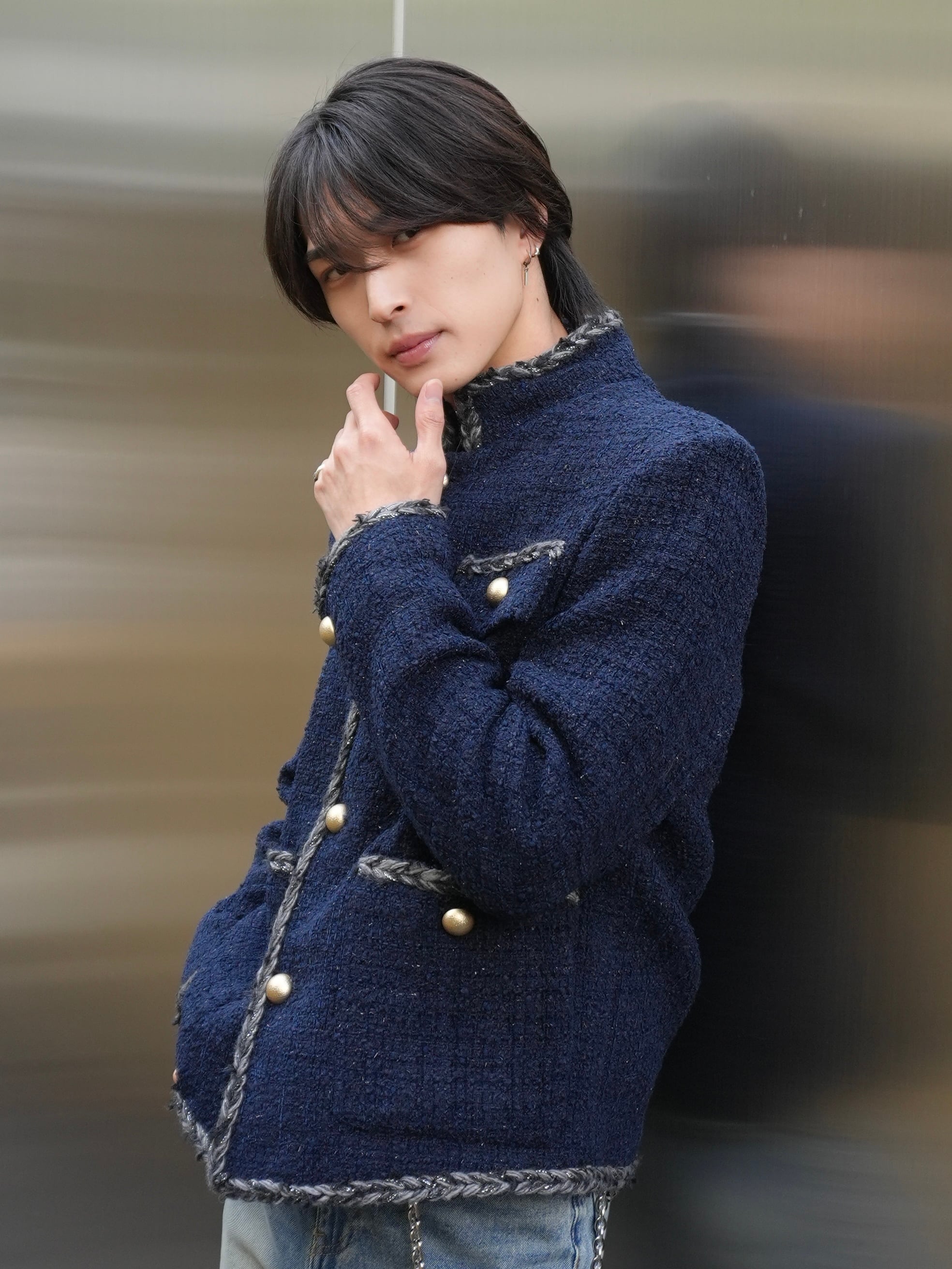 ALUDE SELECT】blue check tweed jacket | PAY ID