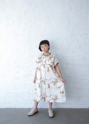 【24SS】ミチリコ(michirico) Souvenir front open dress  モカ【L・XL】ワンピース