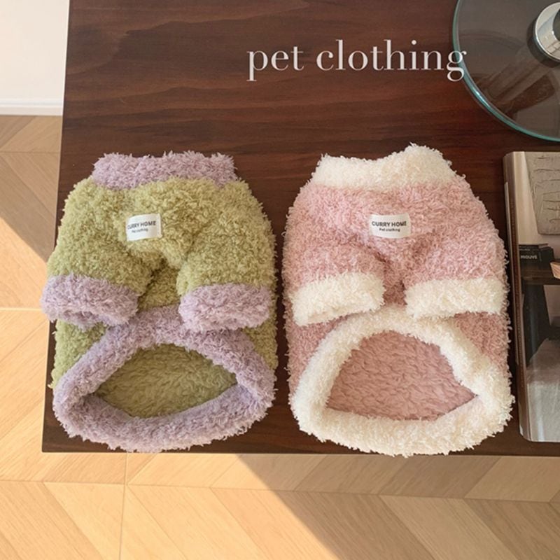 もこふわボアのバイカラーのセーター 犬服 00984