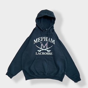 【PENNANT】メファム高校 ラクロス アーチロゴ パーカー プリント スウェット フーディー hoodie プルオーバー L ペナント us古着