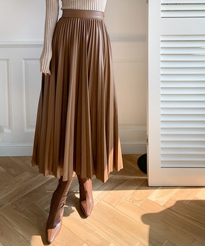 フェイクレザー◆プリーツスカート【s-60178】