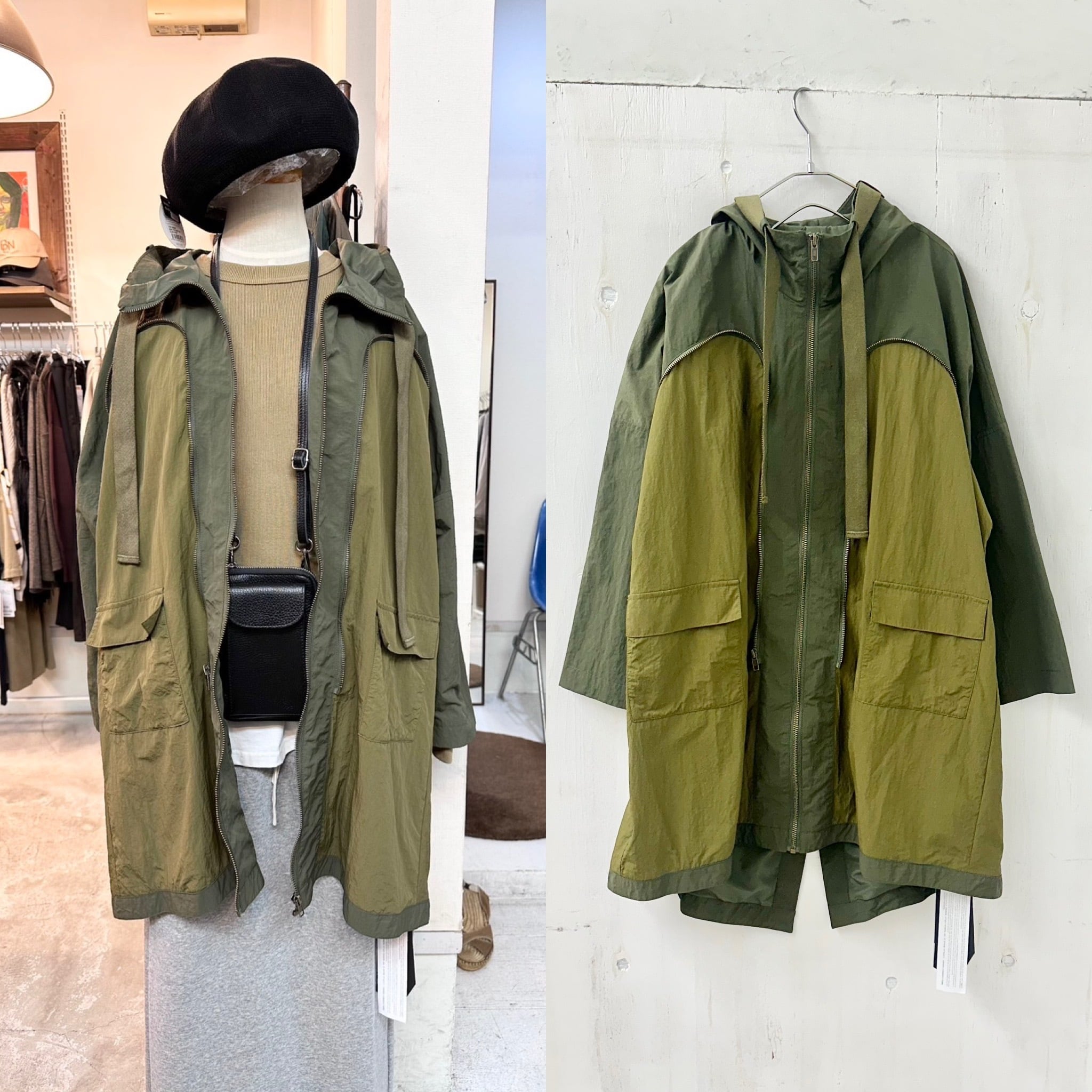 【極美品】MICALLE MICALLE⭐️ミリタリードッキングテーラーコート 極美品】MICALLE MICALLE⭐️ミリタリードッキングテーラーコ