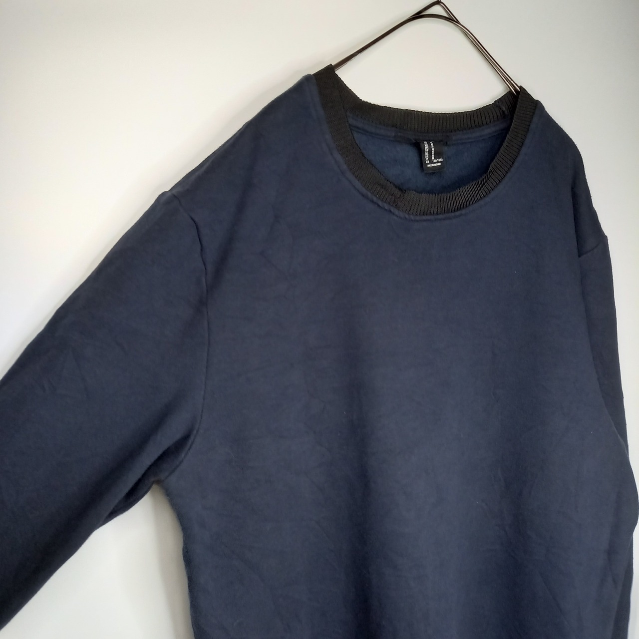 21MEN　クルーネック　裾ジップ　スウェット　トレーナー　無地　ネイビー　M