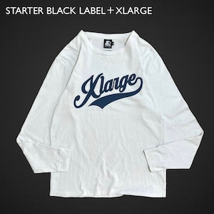 STARTER BLACK LABEL/XLARGE コラボ ロングスリーブTシャツ LONG SLEEVE ロンT  長袖 刺繍ロゴ プリント ベースボールロゴ スターター エクストララージ L ホワイト US古着