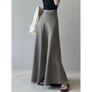 サテン フレア ロング スカート 10291