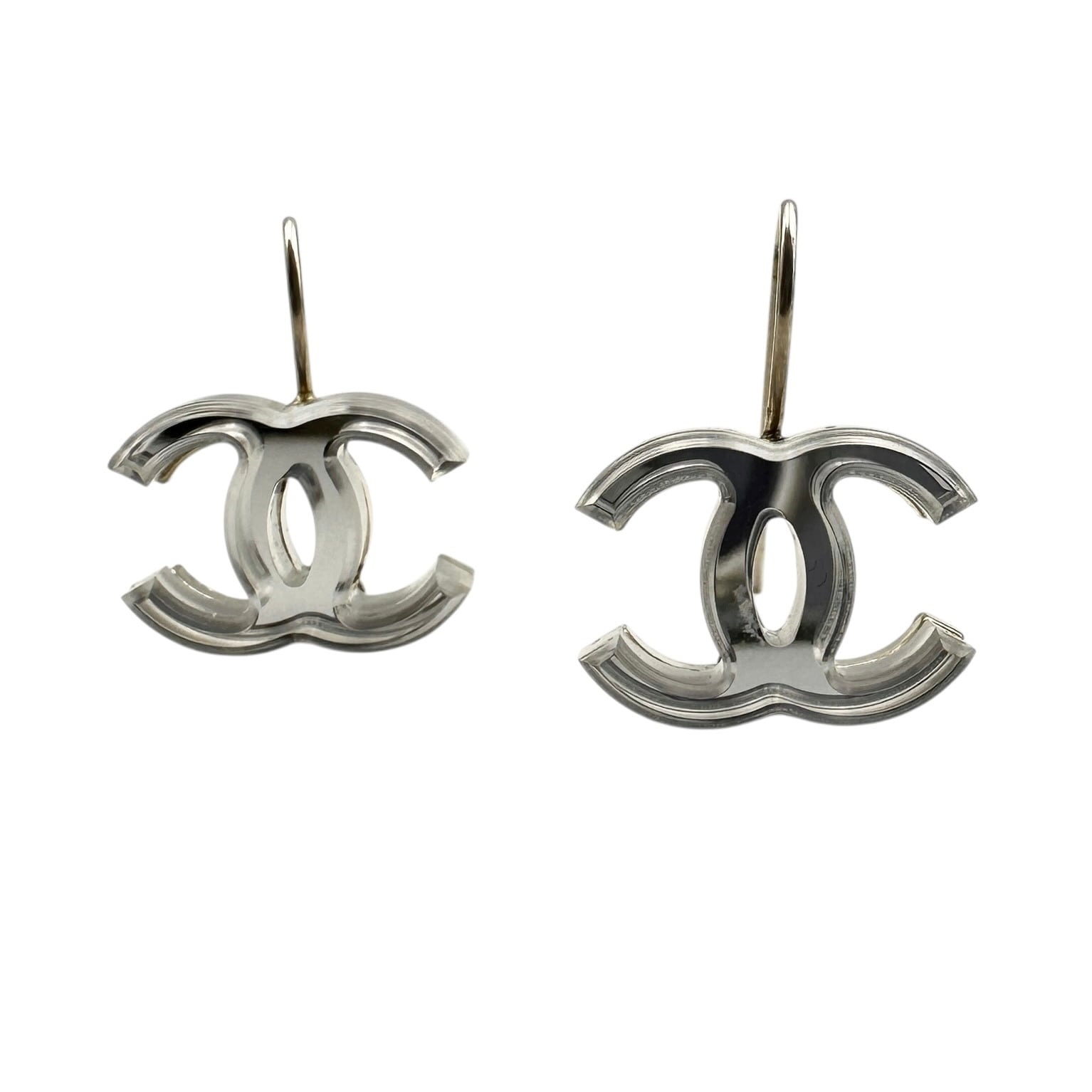 CHANEL シャネル 03C ココマーク ピアス クリア×シルバー 28161-202603