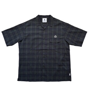 8G DOTAIR COOLMAX SUCKER OPEN COLLAR SHIRT -BLACK WATCH-