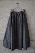 Ink-black denim flare skirt