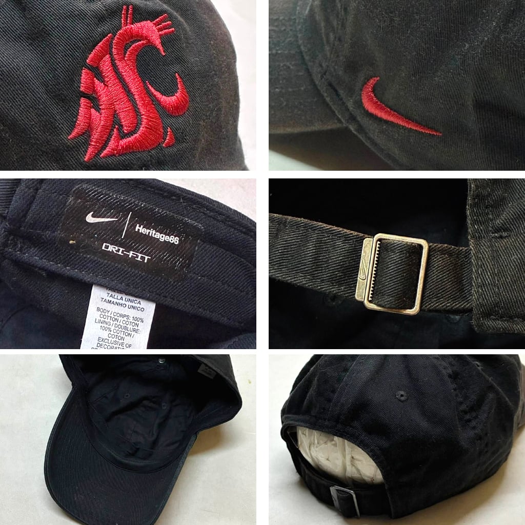 1点物◇ナイキNIKE黒ドライフィット帽子ワシントン州立大学キャップ