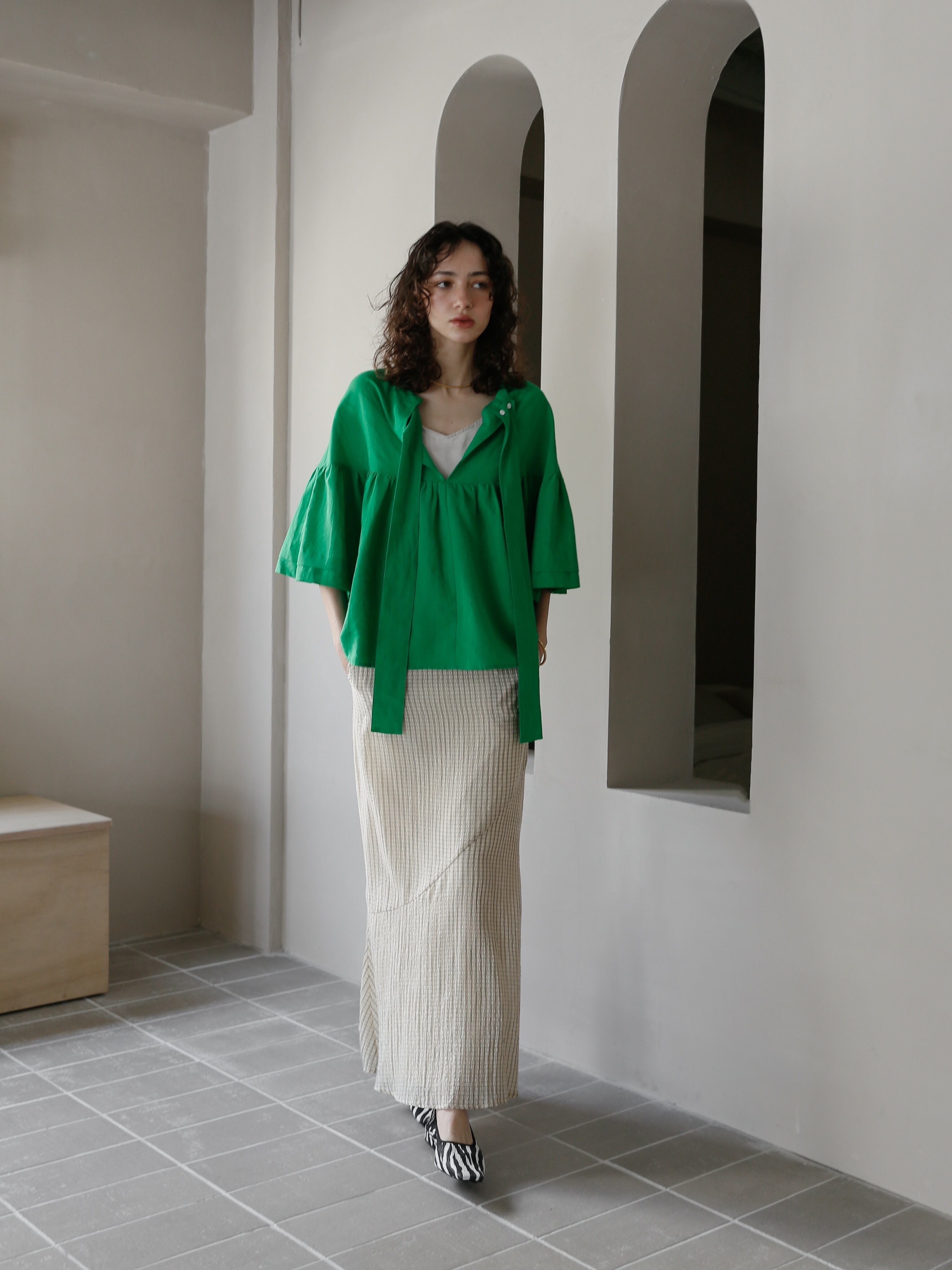 3way linen blouse（green） | Katrin TOKYO