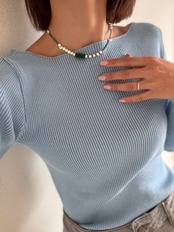 Green – Stripe Beads Necklace［BZN27］