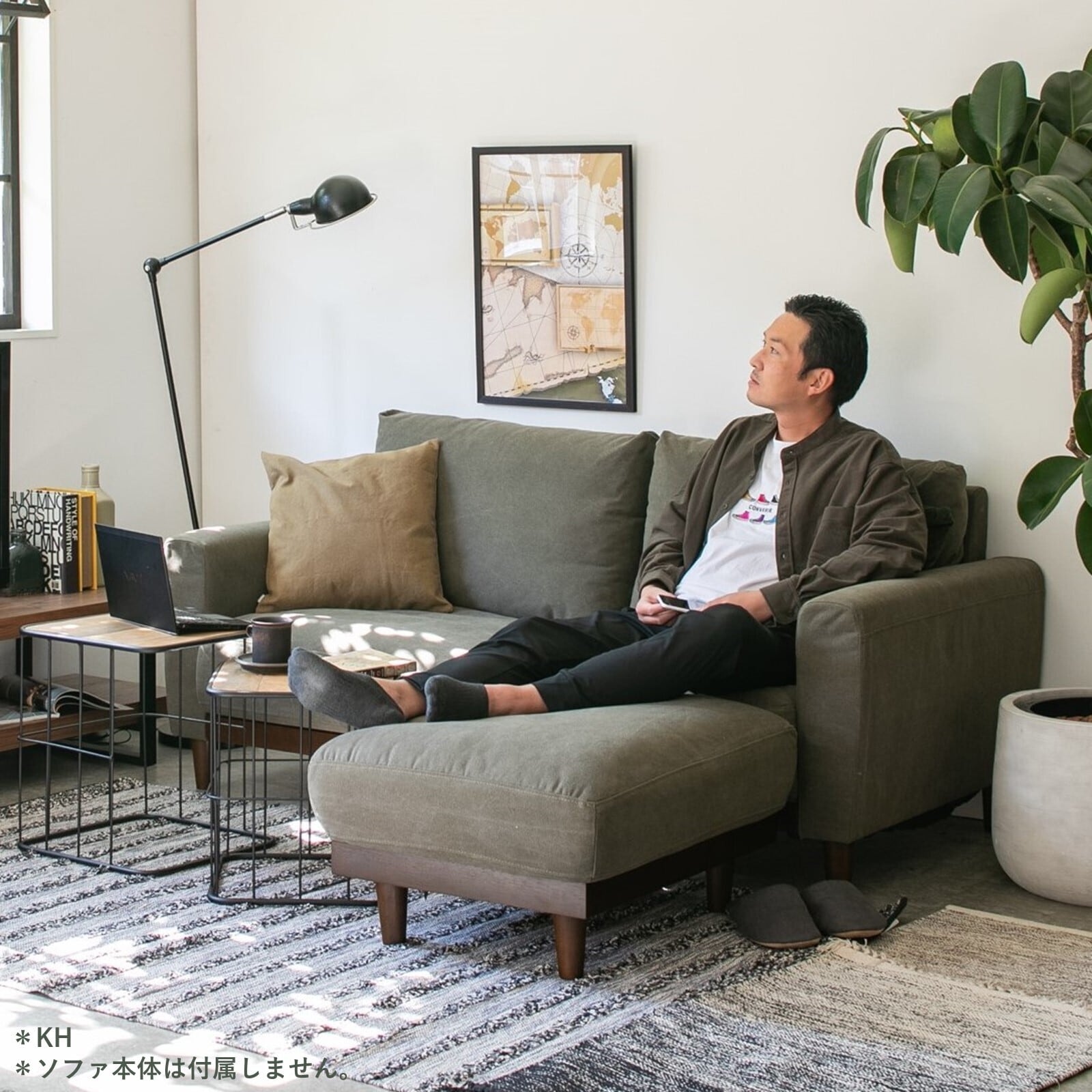 帆布生地 スツール マリエッタ Ienowa オットマン グレー ネイビー カーキ Haco2wa 暮らしの道具とインテリアのお店