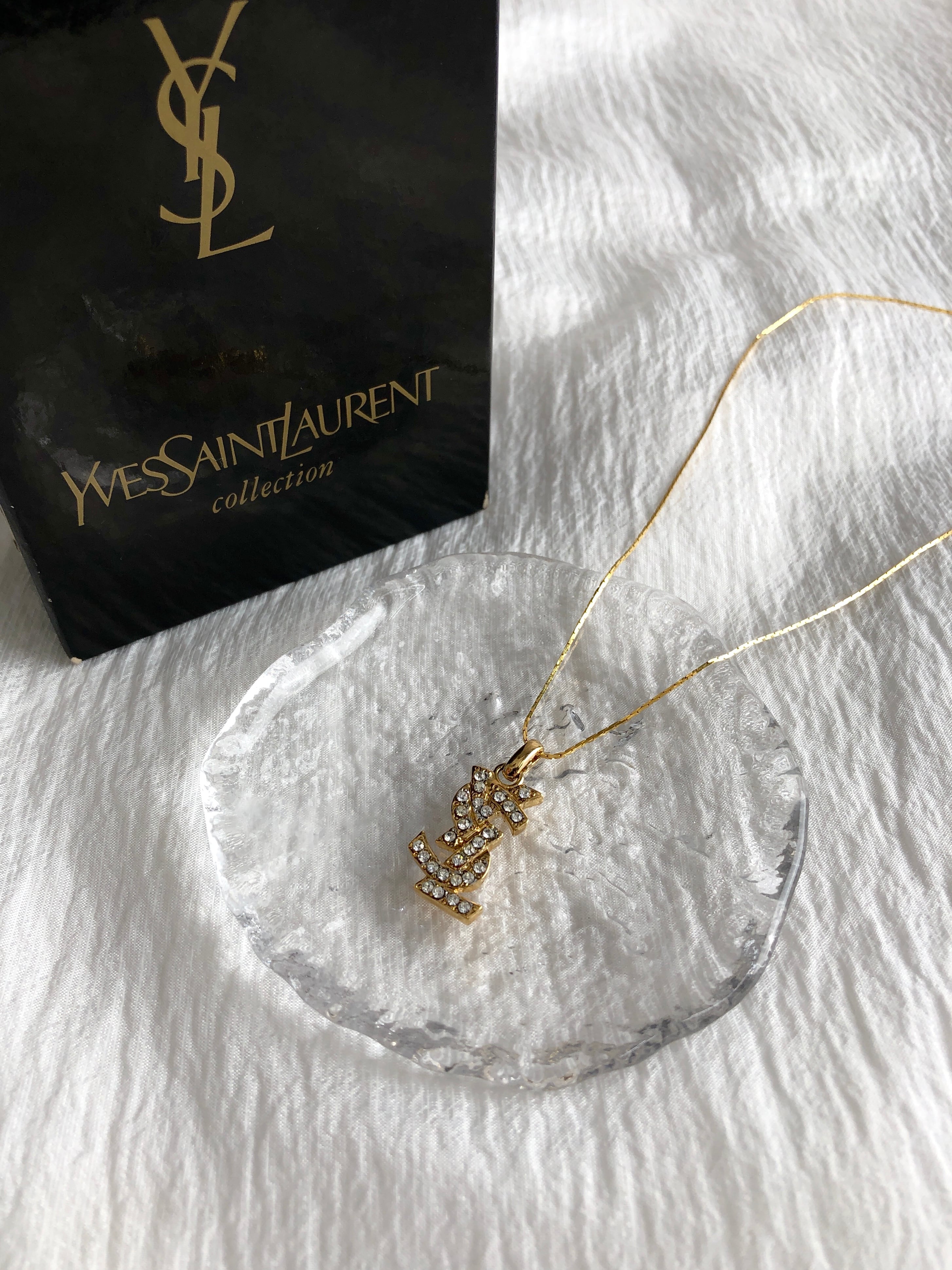 Yves Saint Laurent イヴ・サンローラン ネックレス ゴールド YSL ラインストーン vintage ヴィンテージ オールド mgyvm5