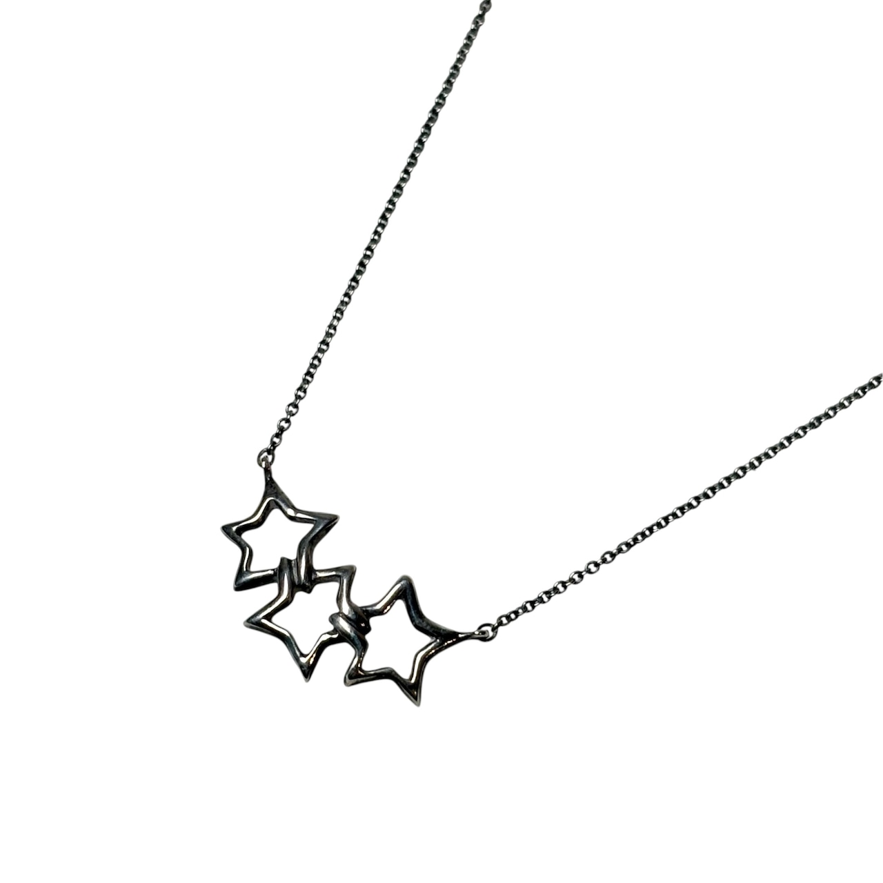 TIFFANY silver triple star pendant necklace