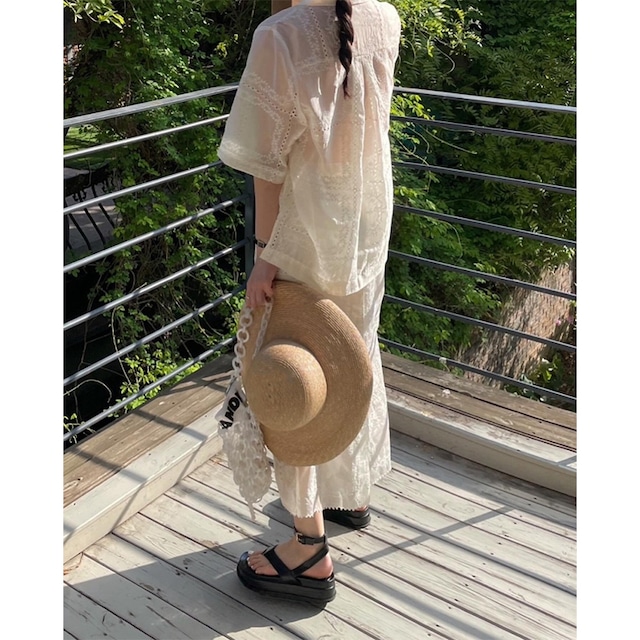 sheer lace shirt and skirt 10600