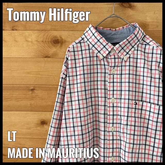 【Tommy Hilfiger】チェック柄 長袖シャツ ボタンダウン 刺繍ロゴ LT ビッグサイズ オーバーサイズ トミーヒルフィガー US古着