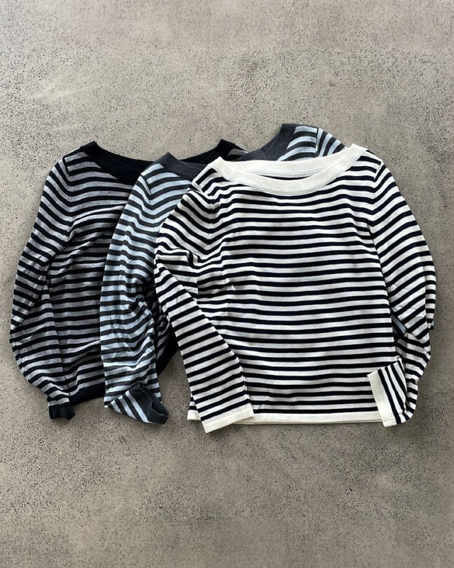 Boatneck Border Knit