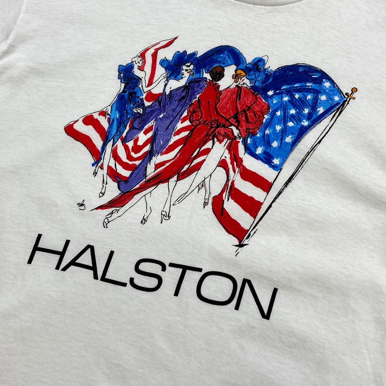 90年代 USA製 HALSTON ホルストン アート プリント Tシャツ メンズM 