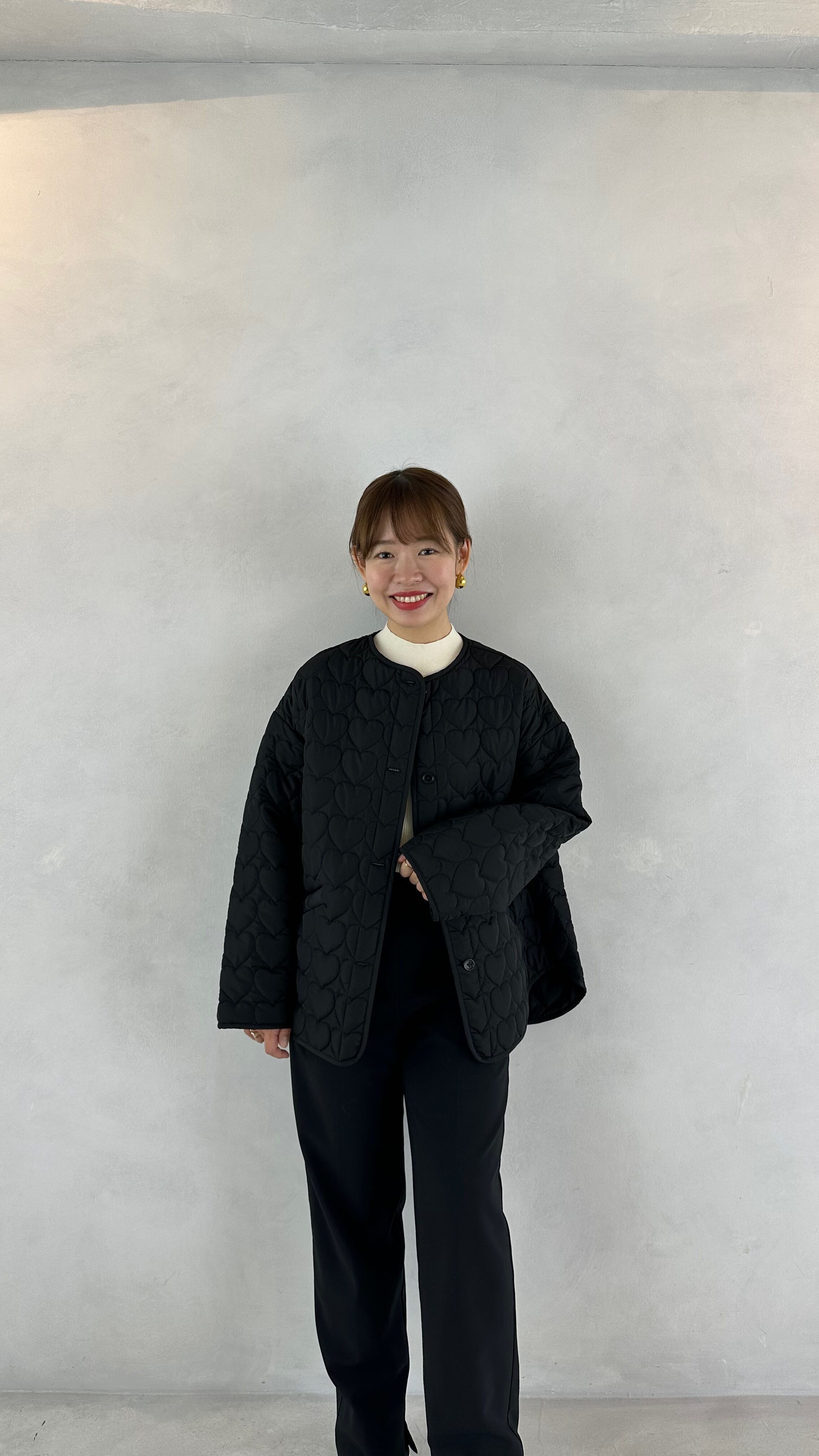 ハートキルティング オーバーサイズジャケット_ブラック | YOIHI 