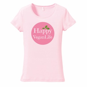 Happy Vegan Life Tシャツ　ピンク