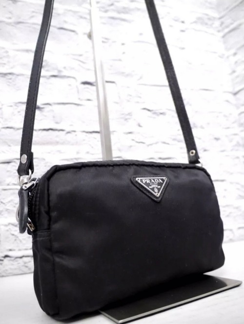 ◆PRADA プラダ テスート ナイロンxレザー クロスボディ ショルダー カメラ バッグ ポーチ ポシェット 黒◆クロスボディ仕様の定番モデル♪