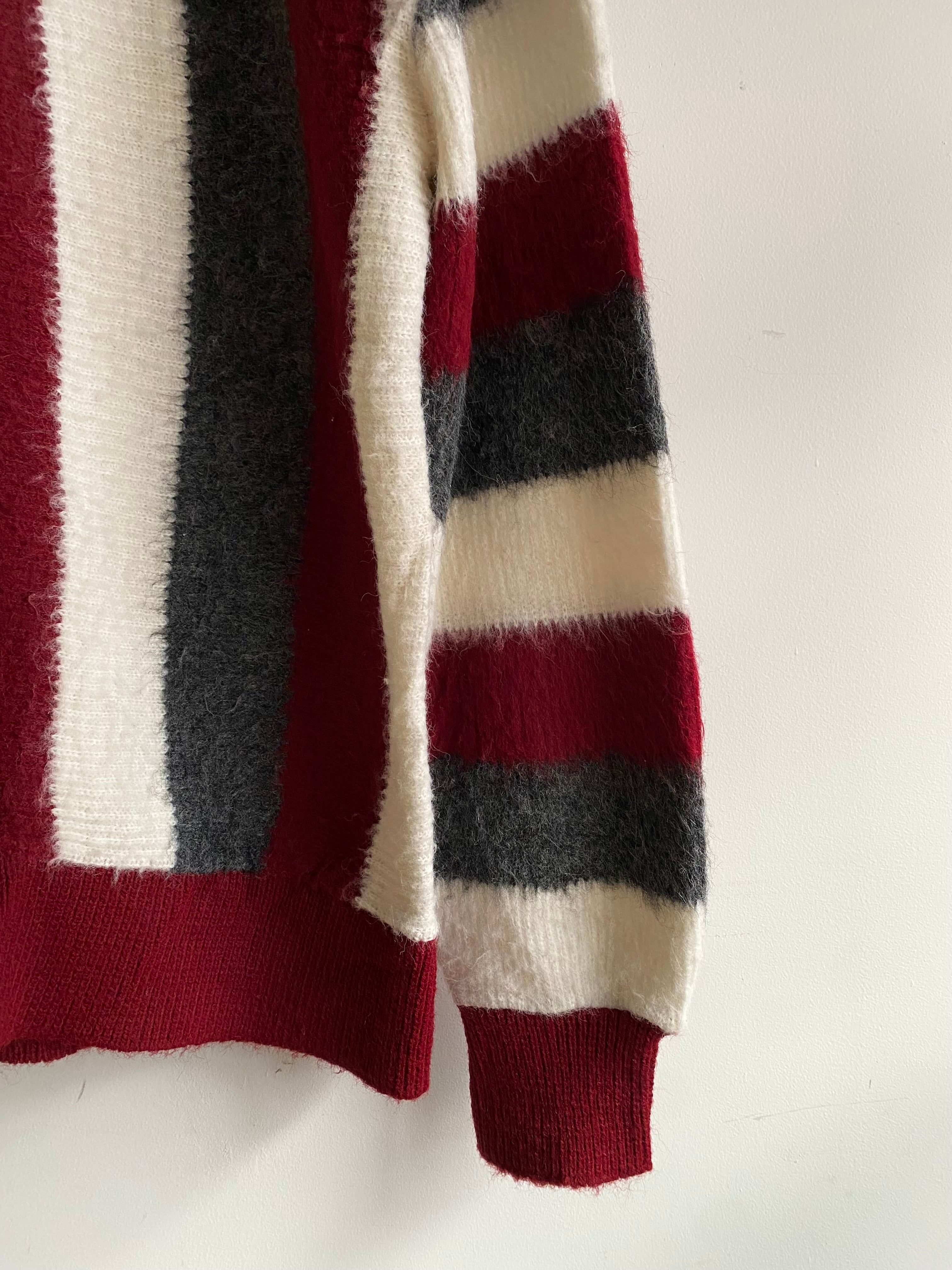 Montgomery ward▪️Brent▪️ vintage木製ハンガー4セット 60s BRENT MONTGOMERY WARD SHAGGY KNIT ZIP UP STRIPE CARDIGAN