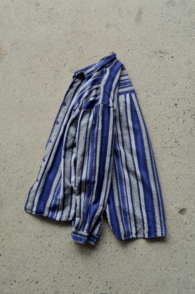 SOSTANZA 1990's From USA Stripe Geometric Cotton Blanket Long Shirt ソスタンツァ 90s ブランケットシャツ