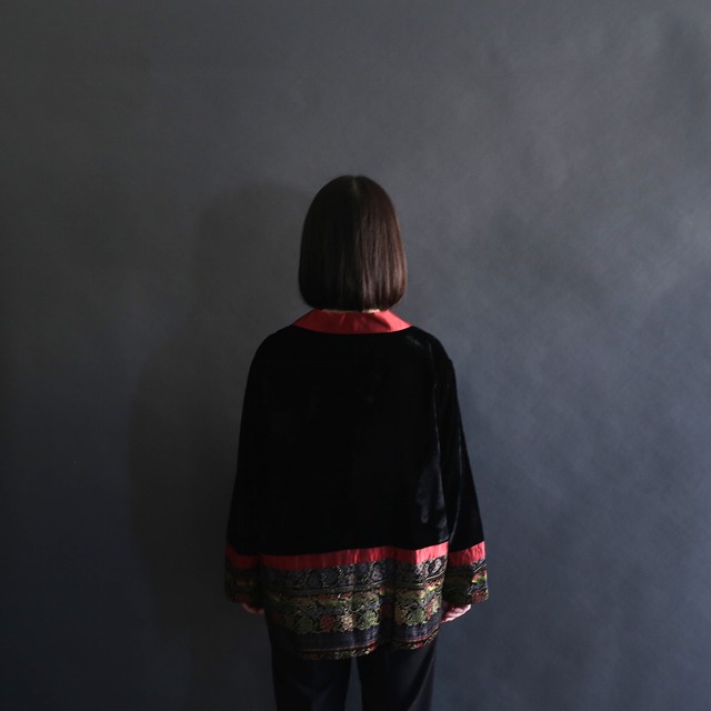 velvet satijn switching flower pattern l/s shirt jacket