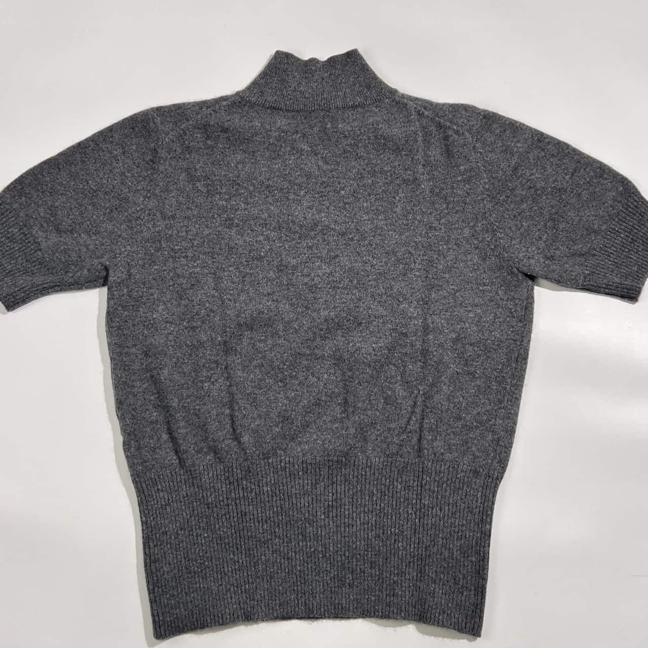 カシミヤ100% TESTA VIERA テスタビエラ ハイネック 半袖 ニット セーター L/グレー系 レディース