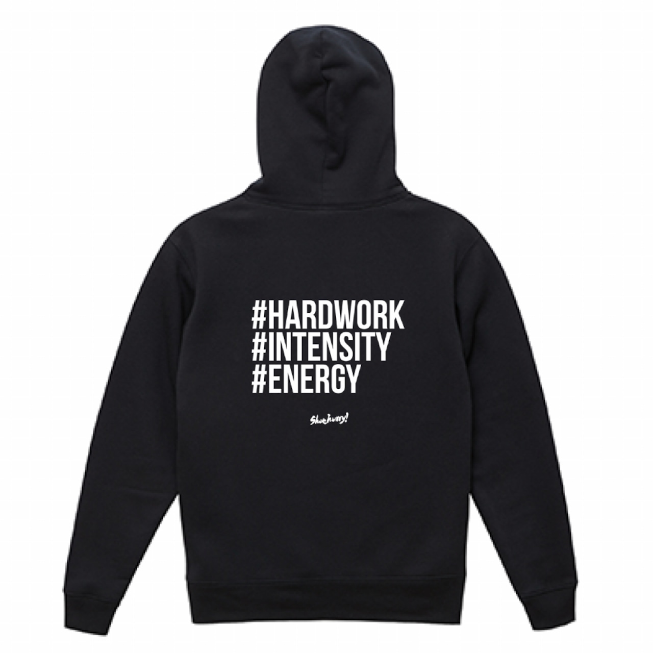 【SHOEHURRY!】#HARDWORK #INTENSITY #ENERGY SWEAT HOODIE (BLACK/WHITE) | 裏起毛パーカー(ブラック/ホワイト) - 1