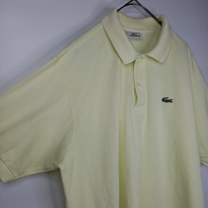 ラコステ　ポロシャツ　半袖　シェルボタン　刺繍ロゴ　無地　ユーロ古着　黄色