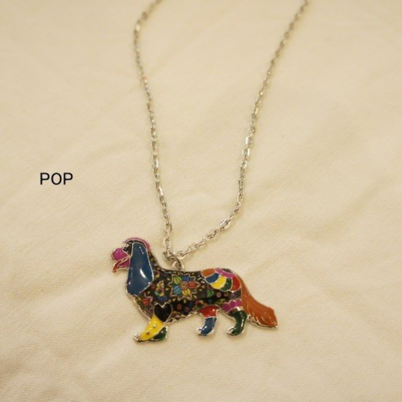 TOPANGA Jewelry　パッチワークアニマルペンダントネックレス　コッカー/3色