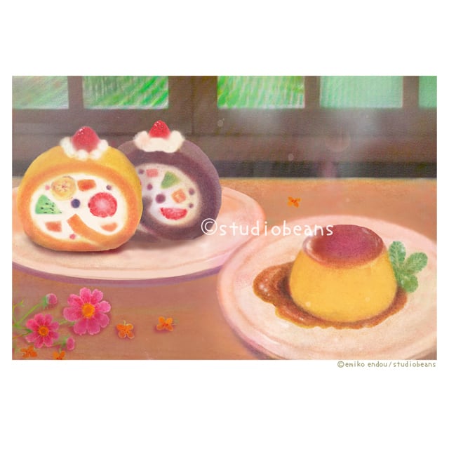 A4アートポスター No.220 スイーツなひととき 複製画 | BEANS SHOP