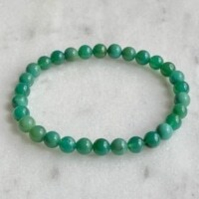【超美石】クリソコラジェムシリカ　6ｍｍ　ブレスレット　6503