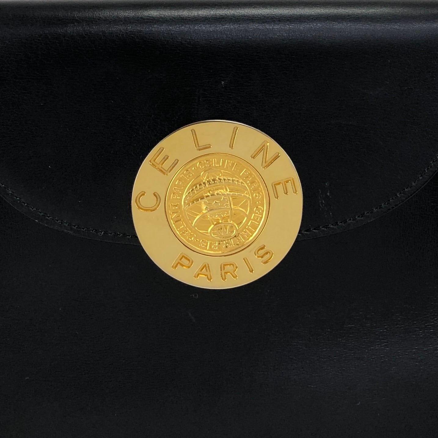 CELINE セリーヌ ハンドバッグ ブラック コインモチーフ レザー トップ
