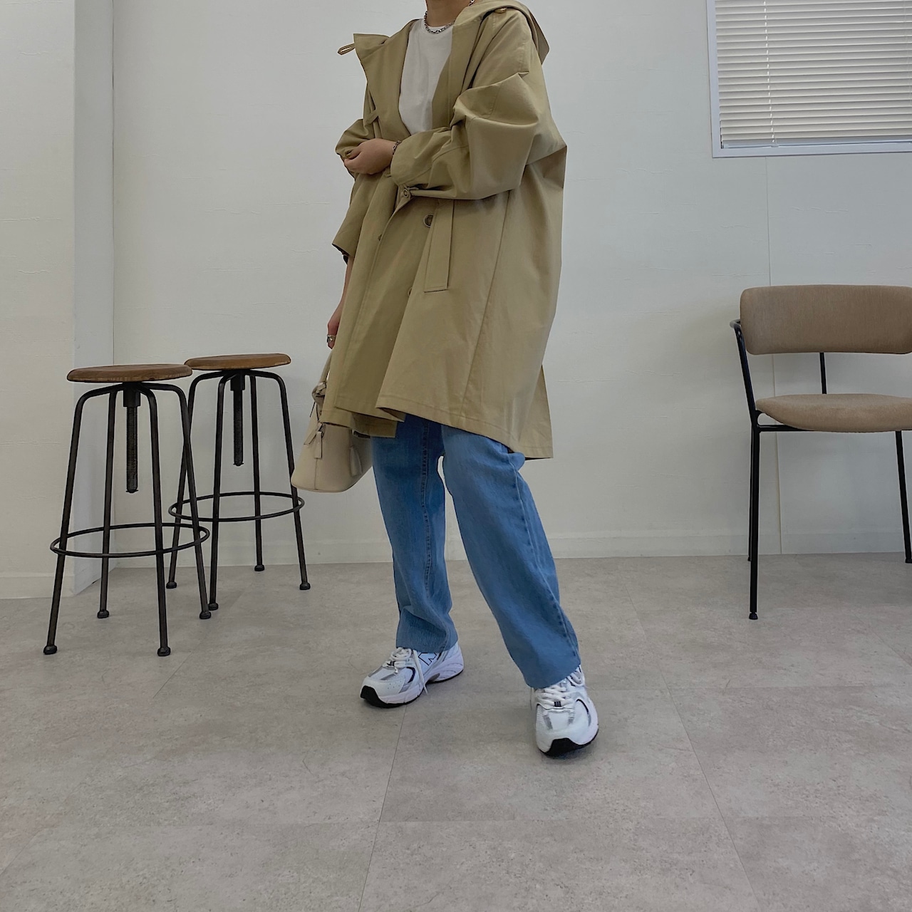 back tuck hood trench coat