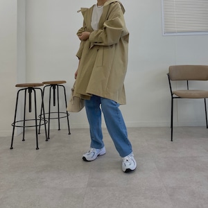 back tuck hood trench coat