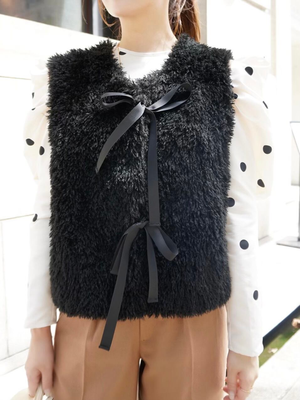 fur gilet / black 10/12 12:00～ 再販 (即納) | HYEON powered by BASE