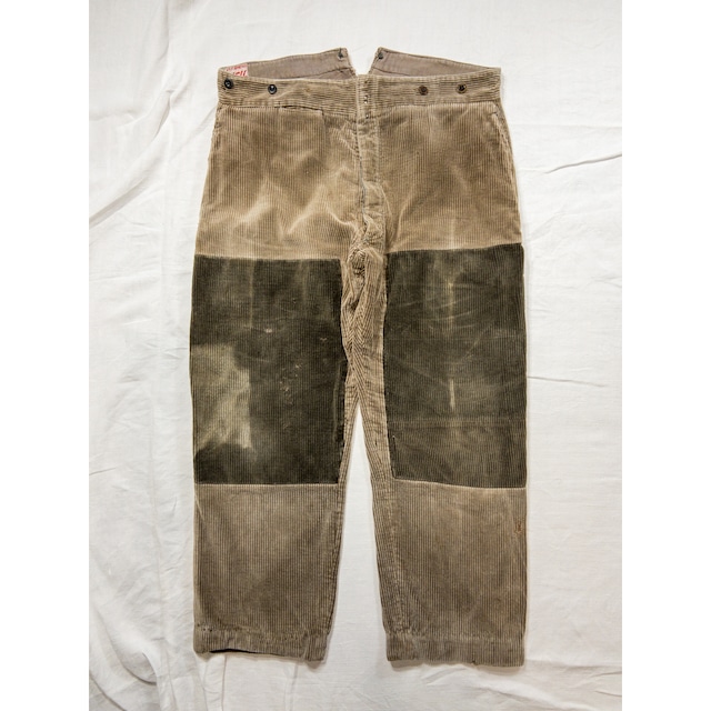 【1940s】"Au Fusil" Heavy Corduroy Farmers Patch Work Trousers with A Good Tag!!