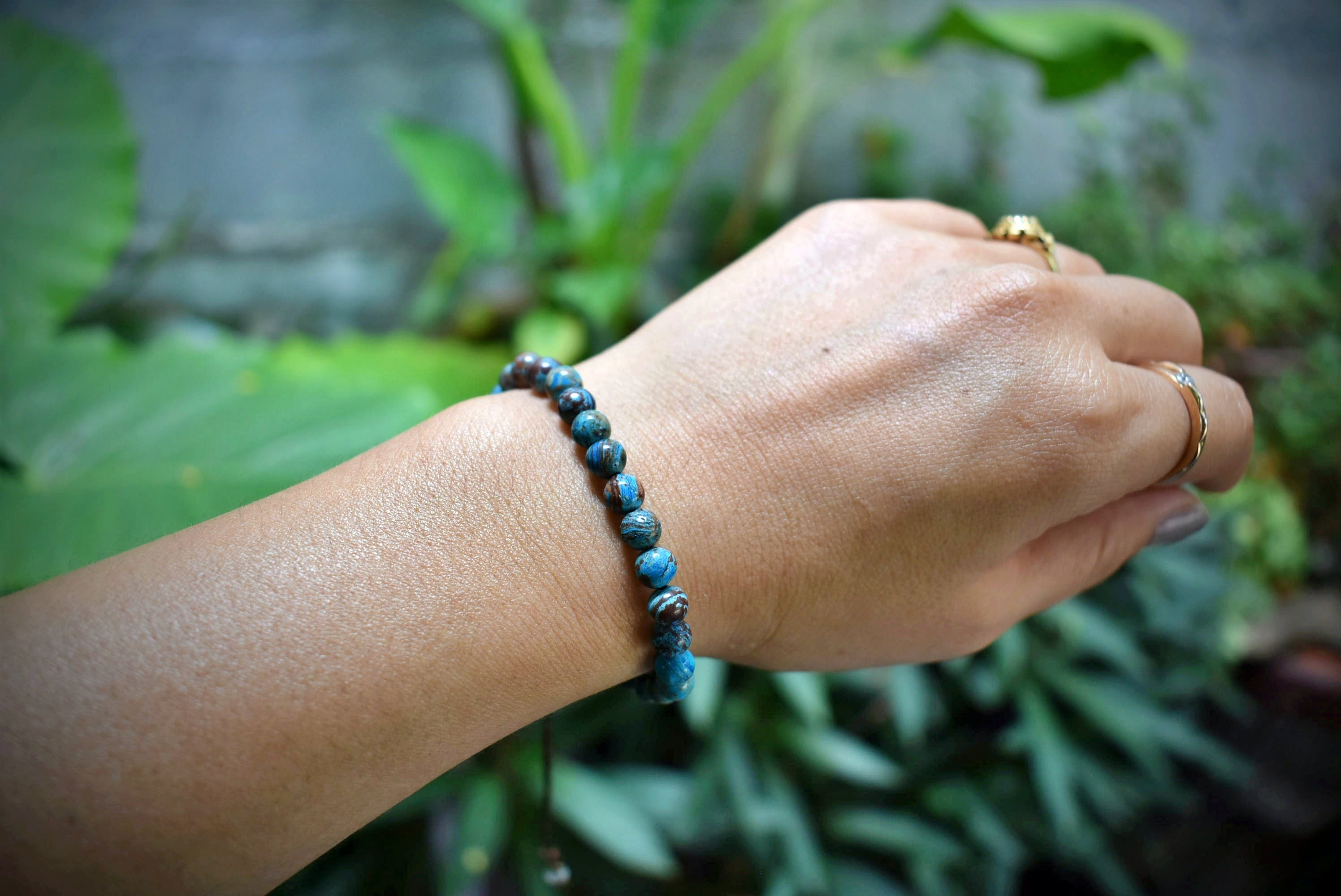 地球色★クリソコラ★ビーズブレスレット