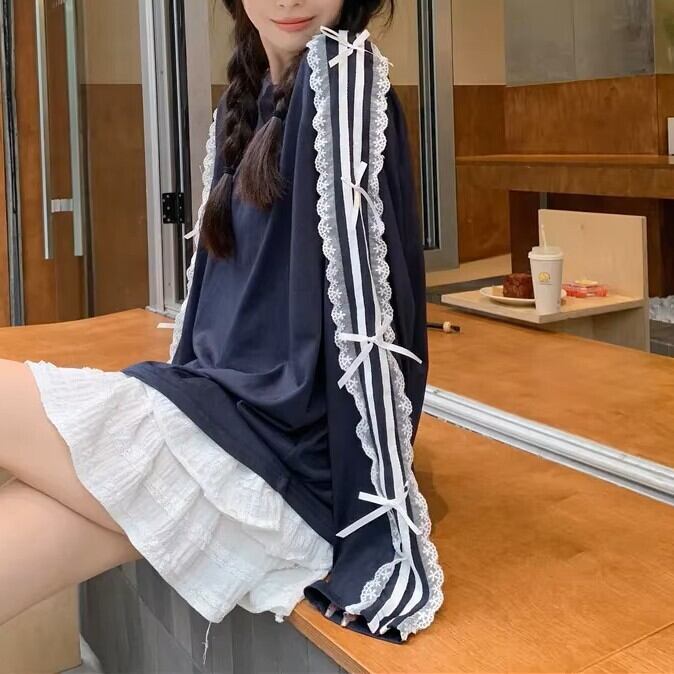 レースストライプロンT