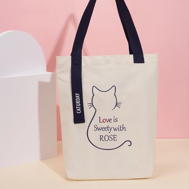 キャンパス生地　猫柄エコバック