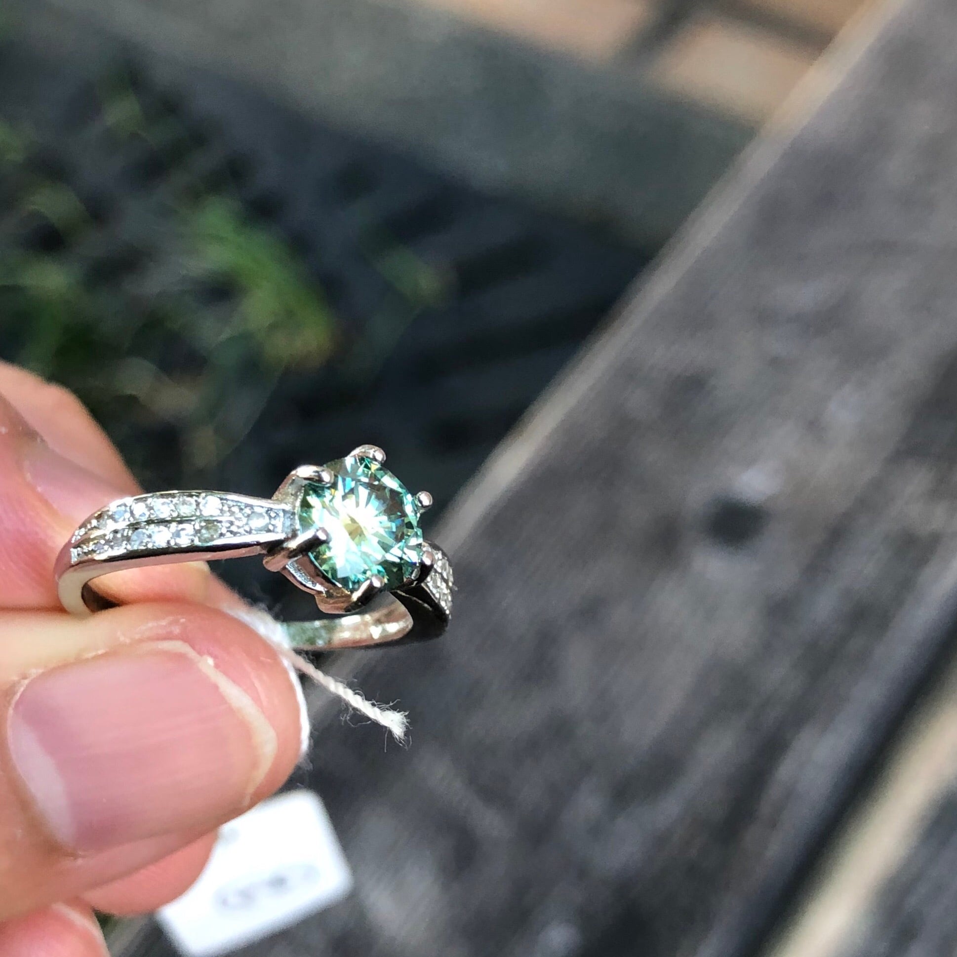 チャロアイト、アクアマリン、モアサナイトのリング チャロアイト、アクアマリン、モアサナイトのリング