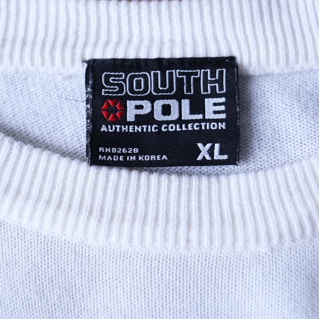 "SOUTH POLE" good coloring border over silhouette h/s knit cut sew