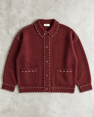 MANYMENMANYMINDS / HAND STITCH KNIT JACKET - ワイン