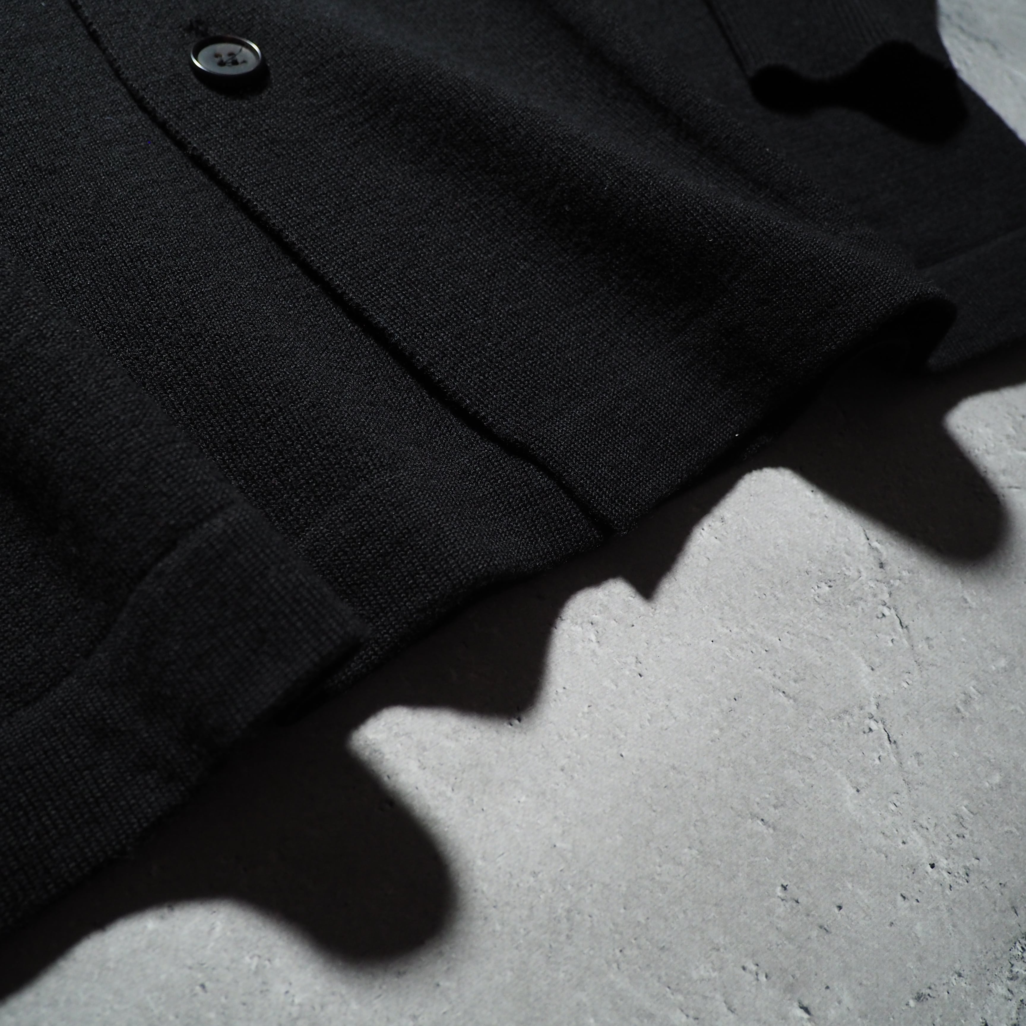 1990s " Old ISSEY MIYAKE " Black wool knit shirt cardigan