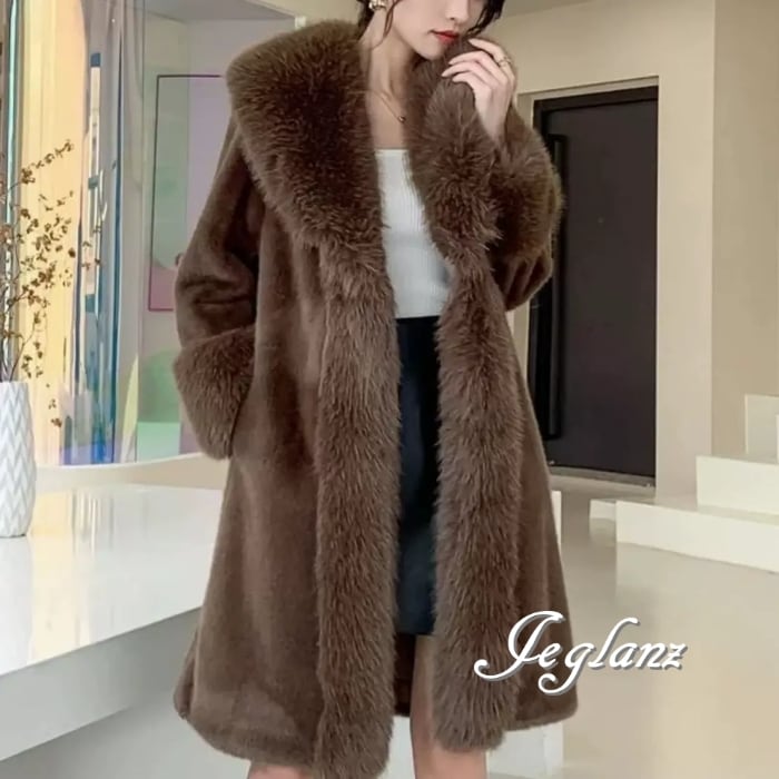 3色 エコファー ロング コート ボリュームファー ファンシー ♪(MB135)φ